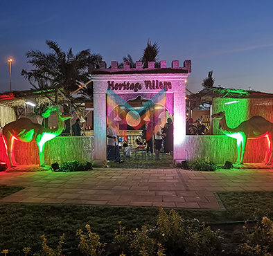 Main village gate at Dubai Waterfront Market UAE National Day activation.