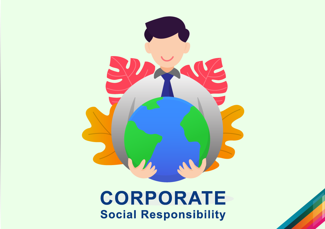 "Employees collaborating on sustainable business practices as part of Corporate Social Responsibility (CSR) initiatives, focusing on ethics, environmental impact, and social contributions.